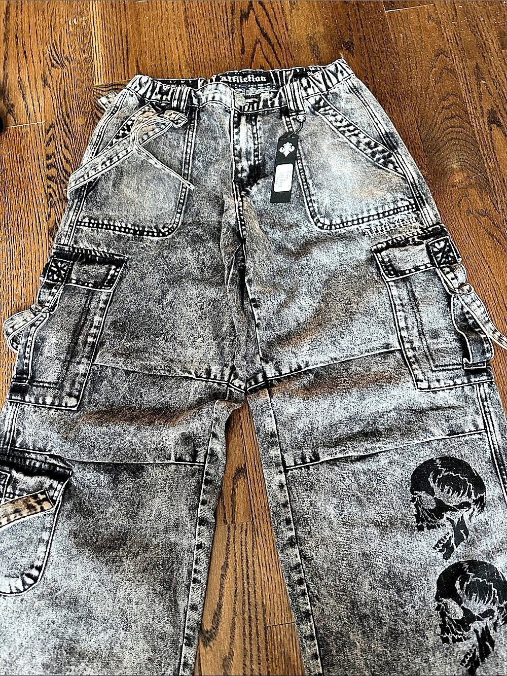 NWT Affliction Cargo Pants Gray Waist 26